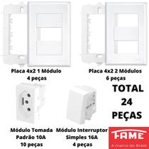 24un Interruptor 16A Tomada 10A Placa 4x2 Evidence FAME