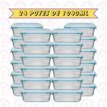 24un Pote de Vidro Canelado Hermético 1040ml Marmita Forno Detalhes 24un Pote de Vidro Canelado Hermético 1040ml Marmita Forno Detalhes