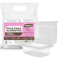 24Un Pote Marmita Retangular 750ML Descartável Fitness Fit Freezer Micro-ondas - Rioplastic