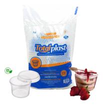 24un Pote Plast Descartável Redondo C/tampa 140ml Microondas - TOTALPLAST