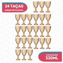 24Un Taça Luxo Elegante Diamante Ambar 330ML Eventos/Drinks
