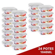 24UNI Pote Hermético 1040ML Marmita Vidro 4 Travas