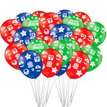 25 Bexigas balão n9 Decoração Super Mario festa Aniversário - Festcolor