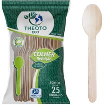 25 Colher De Madeira Para Refeição 16cm Theoto