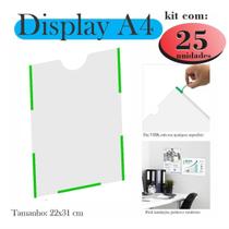 25 Display A4 Expositor Porta Folha Quadro Aviso Parede Petg