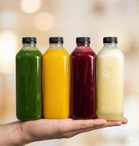 25 Garrafa PET quadrada 1000ml Transparente para chocolate, suco e vitamina com tampa