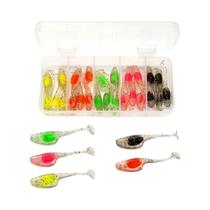 25 Iscas Artificiais De Borracha Macia Tipo Paddle T-Tail Shad De 5cm E 0.8g Para Pesca De Robalo,