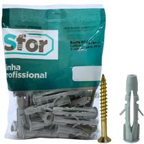 25 Kit Bucha Sfor SFU 10mm Parafuso Bloco Drywall Gesso Fixação