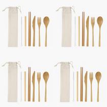 25 Kits 7 em 1 de Talheres Sustentáveis em Bambu Can.u.do Reutilizáveis com Estojo 25 Kits 7 em 1 de Talheres Sustentáveis em Bambu Can.u.do Reutilizáveis com Estojo