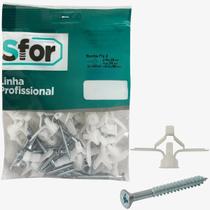 25 Kits Bucha Fly 2 10mm Sfor Drywall Gesso Fixação Parafuso 4,2x55mm