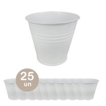 25 Mini vaso cachepot metal decorativo vasinho festas branco