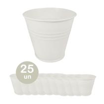 25 Mini vaso cachepot metal decorativo vasinho festas creme