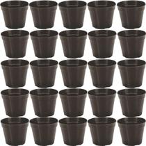 25 Mini Vasos Plástico N7 Preto Suculentas Cactos Atacado