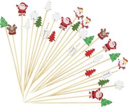 25 Palitos de Bambu Petisco Natalino Luxo Mesa Festa Natal