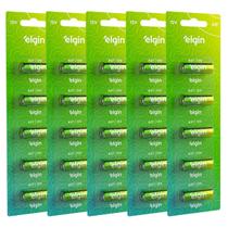25 Pilhas Baterias Elgin 27a 12v A27 Alcalina 5 Cartela