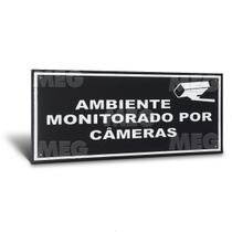 25 Placas Sinalização Ambiente Monitorado Cameras 20x10 Alum
