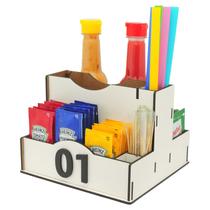 25 Porta Sachê Guardanapos Temperos Canudos Palitos Lanchonete Mdf Branco