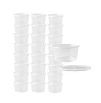 25 Potes PP Com Tampa Lacre BrasilPack 1000ml Redondo Transparente