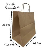 25 Sacola Kraft Lisa Com Alça Tamanho P 28x18x10 25 Sacola Kraft Lisa Com Alça Tamanho P 28x18x10