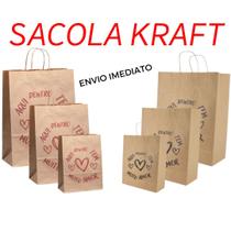 25 Sacolas Kraft Amor PP 24x18x10,5 Menor Preço