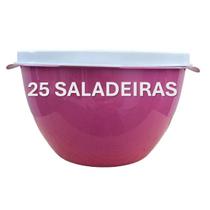 25 Saladeiras com tampa 1400 ml - bacia - tigela - bowls de plástico rosa