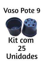 25 Vasos Pote 9 para Plantas Suculentas Cactos - Cor Preto