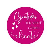 250 Etiqueta Adesivas - Gratidão Ter Você Como Cliente - Redonda 3 Cm Rosa