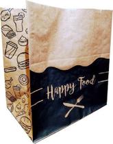 250 Sacos Kraft Delivery Grande Fast Food Lanches 30x31x19 HAPPY FOOD