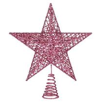 25cm árvore de NATAL Iron Star Topper Enfeites de Decoração de Árvore de NATAL (Rosa)