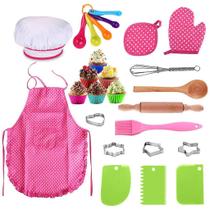 25pcs Chef Set Para Crianças Cozinha Cozinhar E Cozinhar Kits Dress Up Role Play Brinquedos