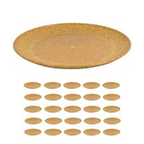 25UN Prato Lanche Sobremesa Redondo Durável 20cm Marrom Clar