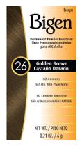 26 Bigen Permanent Powder, cor de cabelo, marrom dourado, pacote com 6