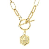 26 carta inglesa pingente corrente retrô clipe de papel colar hexágono