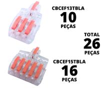 26un Conector Elétrico Emenda Derivação Para Iluminação 4 e 6 vias 1 entrada 3 e 5 saídas 4mm² 32A/400V Laranja