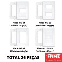 26un Placa 4x2 Saida 10mm 01 02 03 Modulos Com Suporte Evidence FAME