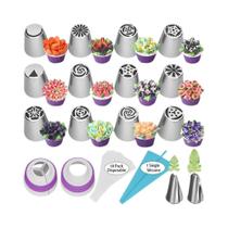 27 Peças De Bicos De Confeitar Em Aço Inoxidável Tipo Tulipa Russa Para Decoração De Bolos E 27 Peças De Bicos De Confeitar Em Aço Inoxidável Tipo Tulipa Russa Para Decoração De Bolos E