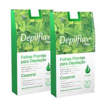 2cx Folhas Prontas Depilação Corporal Depilflax Hortelã 20u 2cx Folhas Prontas Depilação Corporal Depilflax Hortelã 20u