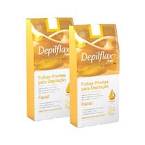 2cx Folhas Prontas Depilação Facial Depilflax Natural 24un 2cx Folhas Prontas Depilação Facial Depilflax Natural 24un