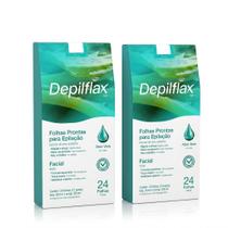 2CX Folhas Prontas Faciais Depilflax Aloe Vera C/24 Unidade