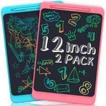 2PCS 12 polegadas LCD Writing Tablet, Trushome Colorido Toddler Doodle Board Drawing Tablet Learning Educational Toys, Drawing Pads para crianças, presentes de aniversário de Natal para 3 4 5 6 7 8 anos de idade meninas meninos