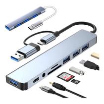 2Pcs Adaptador Hub Usb-C E 3.0, 8 Em 1 P2 Estéreo Usb Sd 2Pcs Adaptador Hub Usb-C E 3.0, 8 Em 1 P2 Estéreo Usb Sd