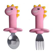 2pcs Baby Silicone Spoon Fork Set Colher de treinamento de alimentação de bebê e garfo para