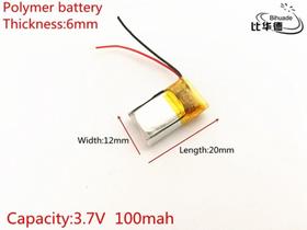 (2pcs) Bateria 100 Mah 3,7v, 6mm X 12mm X 20mm