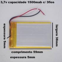 (2pcs)bateria 1500 Mah 3,7 V 5mm X 38mm X 59mm C/ 3 Fios
