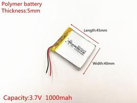 (2pcs) Bateria 3,7v Com 2 Fios 5mm X 40mm X 45mm 1000mah