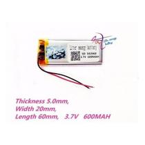 (2pcs) Bateria 600mah 5mm X 20mm X 60mm 3,7v 502060 2 Fios