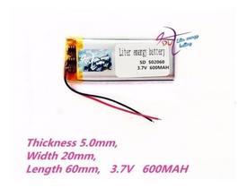 (2pcs) Bateria 600mah 5mm X 20mm X 60mm 3,7v 502060 2 Fios -