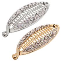 2Pcs Brilhante Cristal Hair Claw Banana Clip Fish Shape Barrettes Hairpins For Women