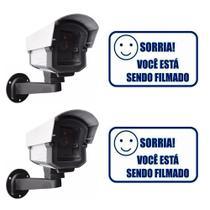 2pcs Micro Câmera Falsa Com Led P/ Segurança + Placa Sorria - Confiseg