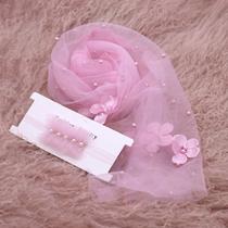 2Pcs Newborn Baby Photography Props Long Wrap Decoration with Headbands DIY Tool - Pink